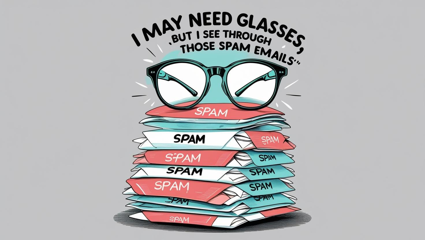 Glasses on top of emails describing see through spam emails